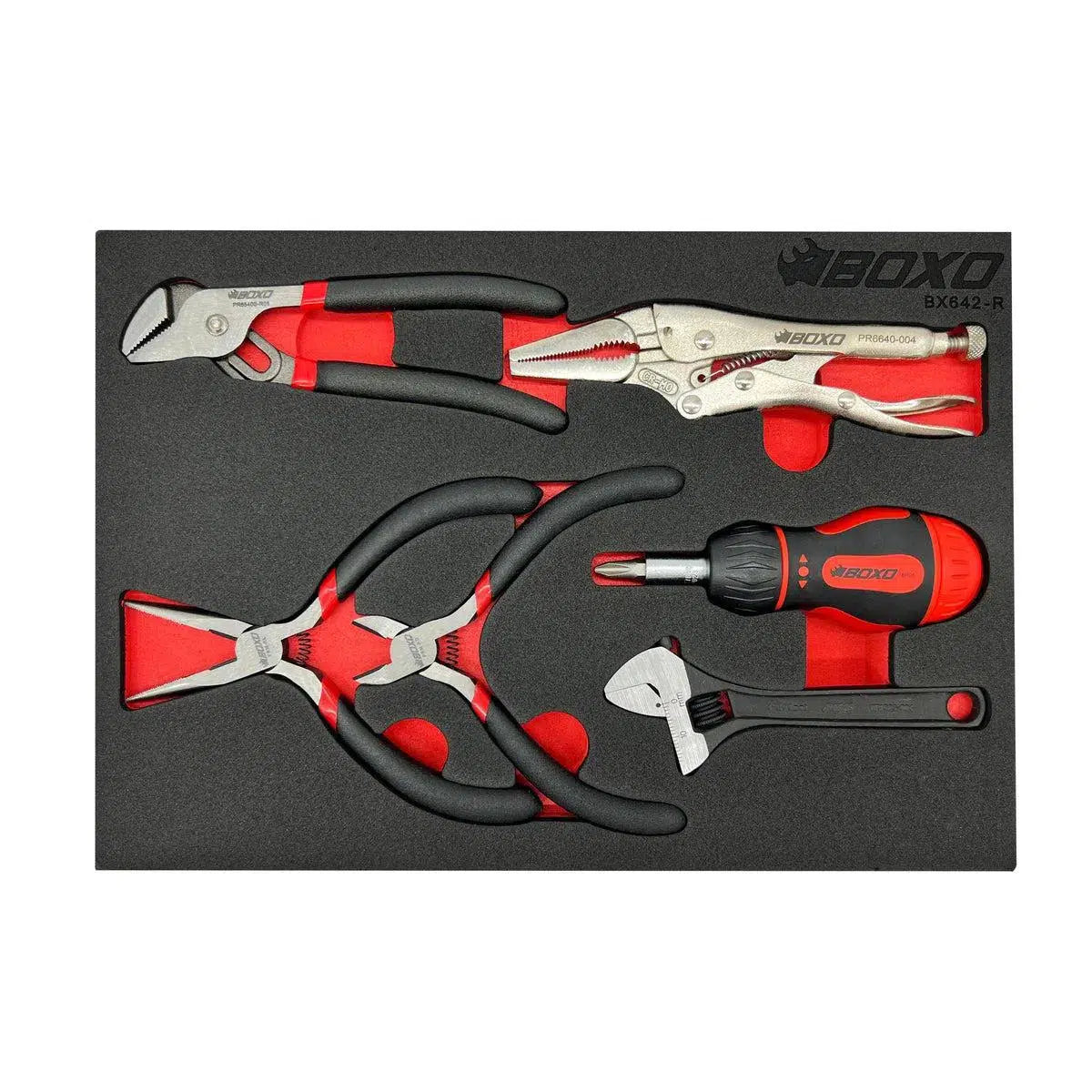 Boxo 13-Piece Precision Mini Pliers, Wrench & Stubby Ratchet Screwdriver Set | 2/9th EVA Foam
