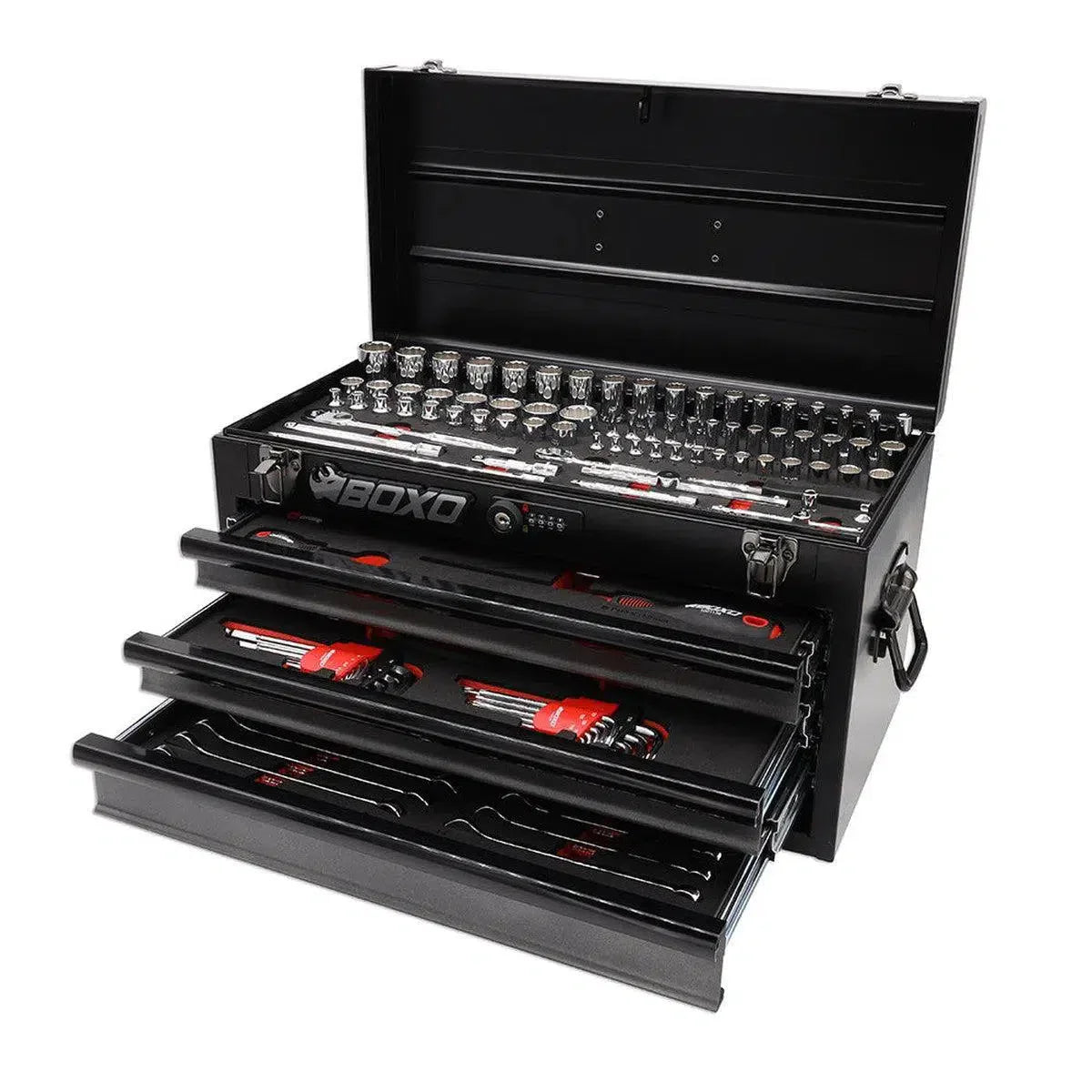 Boxo 133-Piece Metric 3-Drawer Hand Carry Tool Box