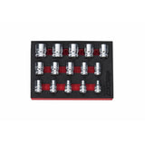Boxo 15-Piece 3/8" Drive Metric Standard Length 6-Point Chrome Socket Set | 1/9th EVA Foam