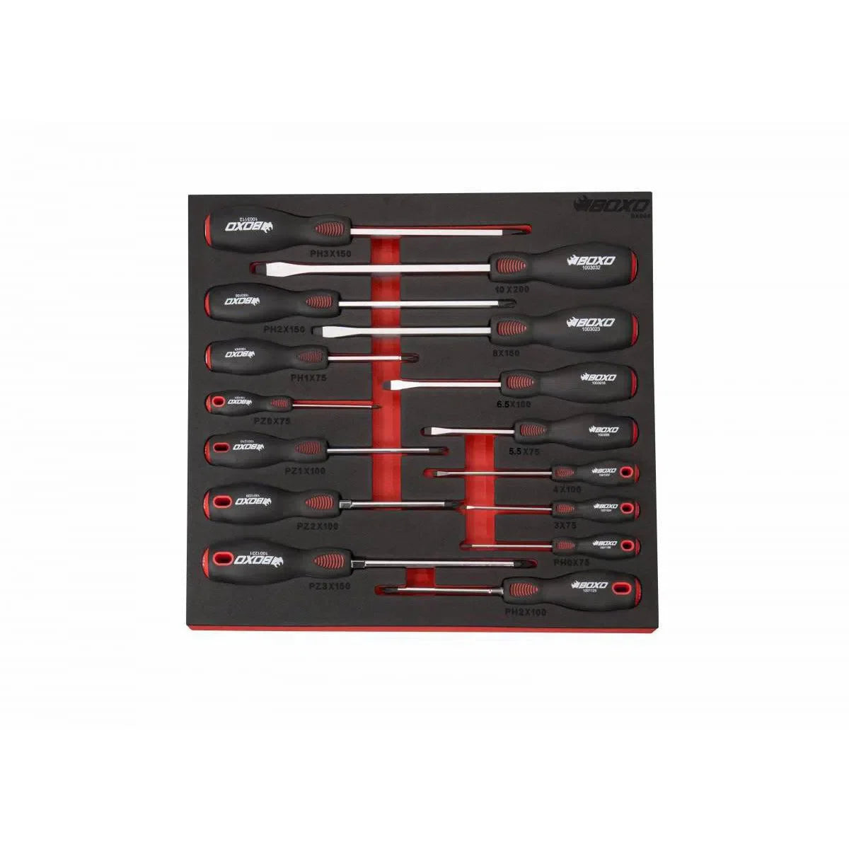 Boxo 15-Piece Slotted, Phillips & Pozi Tip Screwdriver Set | 2/3rd EVA Foam