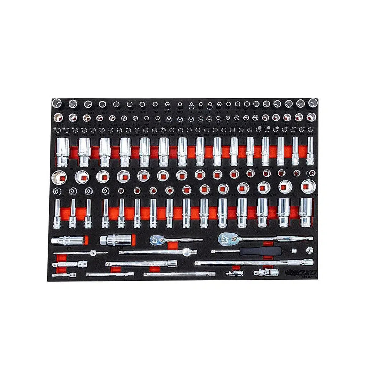 Boxo 155-Piece 1/4" & 3/8" Metric & SAE Socket Set | 3/3rd EVA Foam