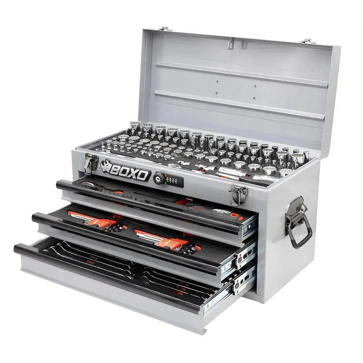 Boxo 159-Piece Metric and SAE Combo 3-Drawer Hand Carry Tool Box