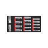 Boxo 16-Piece 1/2" Drive Metric 6-Point Deep Socket Set | 1/3 Drawer EVA Foam