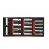 Boxo 16-Piece 1/2" Drive Metric Deep Socket Set | 1/3rd EVA Foam
