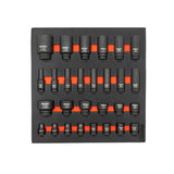Boxo 28-Piece 1/2" Drive SAE Impact Socket Set | 2/3 Drawer EVA Foam