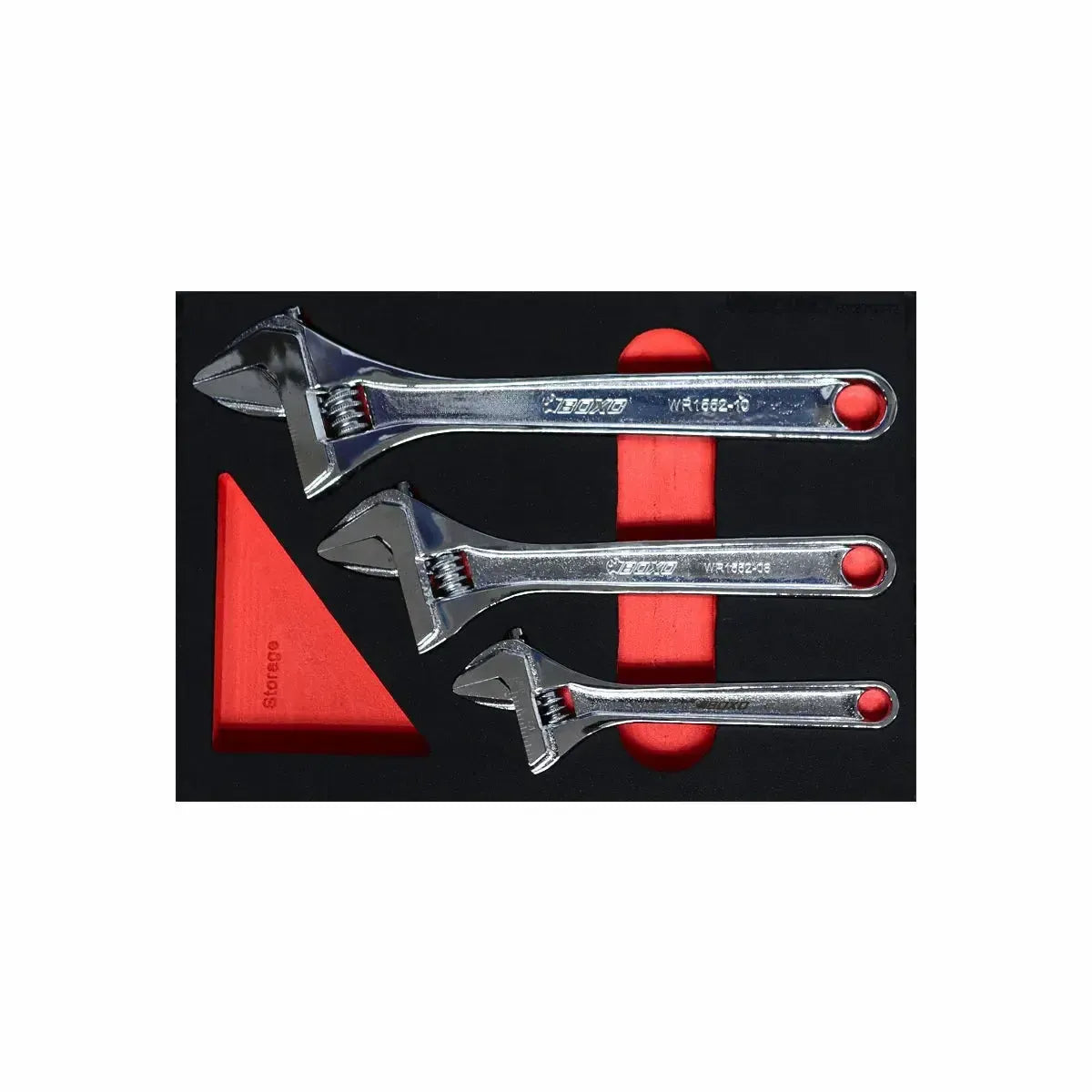 Boxo 3-Piece Adjustable Chrome Wrench Set | 2/9 Drawer EVA Foam