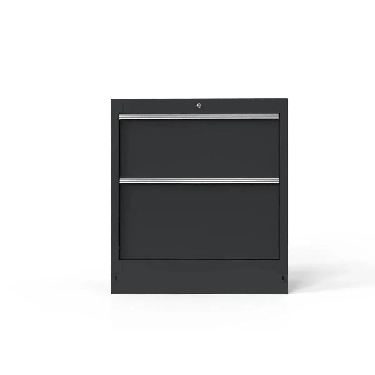 Boxo 34" 2-Drawer Cabinet with Aluminum Handle, Dark Grey