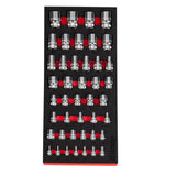Boxo 43-Piece 1/4", 3/8" & 1/2" Drive Spline Socket Set | 1/3 Drawer EVA Foam