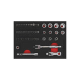 Boxo 45-Piece Super Stubby Metric Ratchet Set | 1/9 Drawer EVA Foam