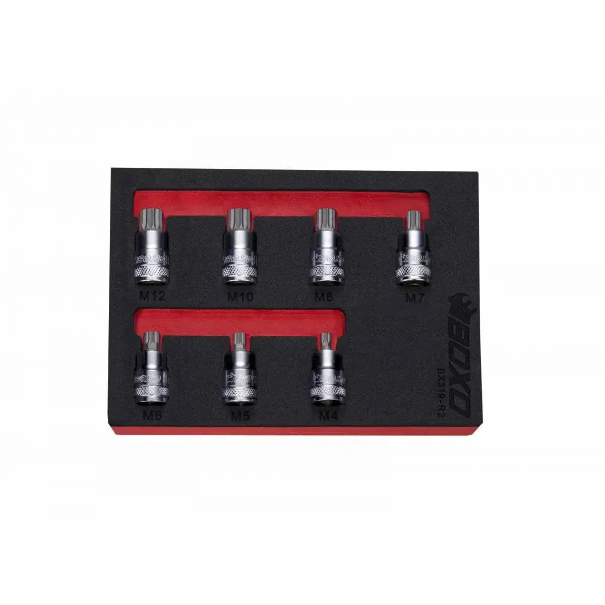 Boxo 7-Piece 3/8" Drive Super Stubby Spline Bit Socket Set | 1/9th EVA Foam