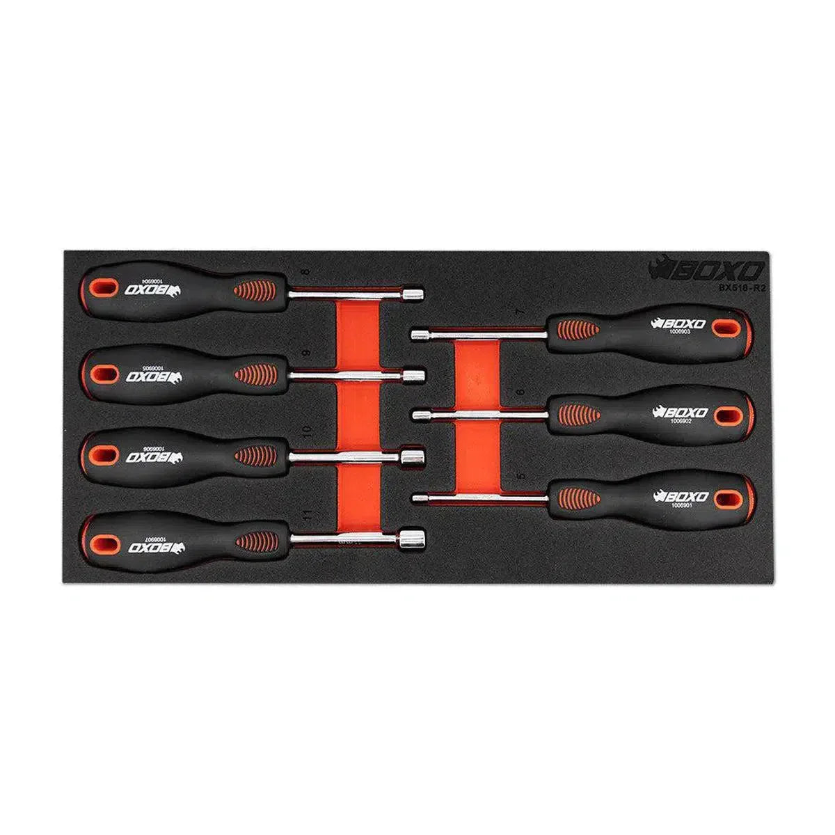 Boxo 7-Piece Metric Nut Driver Set with Hollow Shaft | 1/3rd EVA Foam