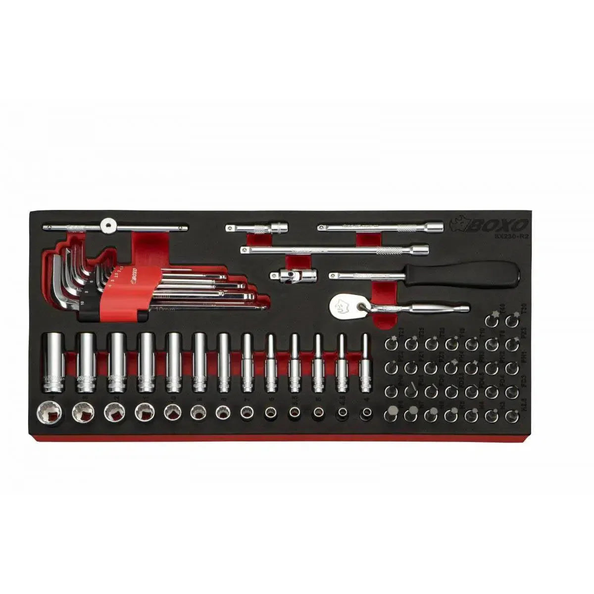 Boxo 72-Piece 1/4" Drive Metric 6-Point Socket Set | 1/3rd EVA Foam