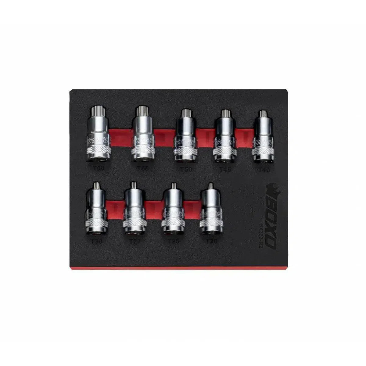 Boxo 9-Piece 1/2" Drive Super Stubby Torx Bit Socket Set | 1/9th EVA Foam