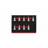 Boxo 9-Piece 3/8" Drive Super Stubby Hex Bit Socket Set | 1/9th EVA Foam