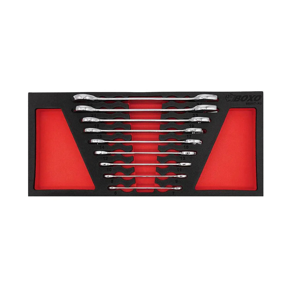 Boxo 9-Piece Metric Double Open End Wrench Set | 1/3rd EVA Foam