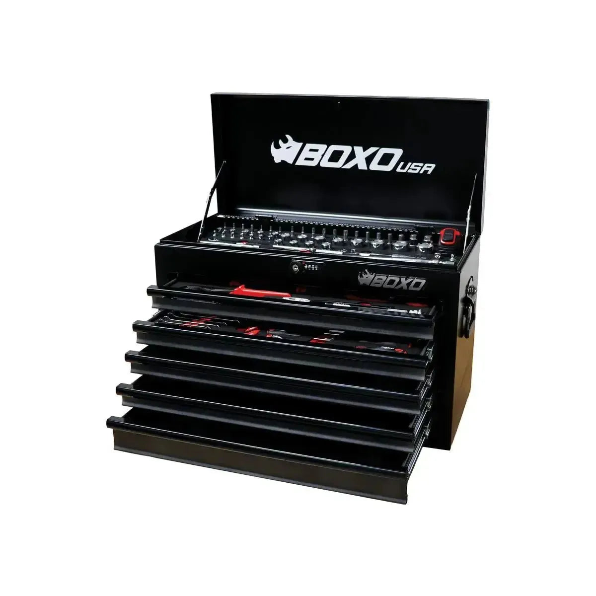 Boxo MotoBox | 103-Piece Metric Motorcycle Tool Set with 5-Drawer Hand Carry Tool Box