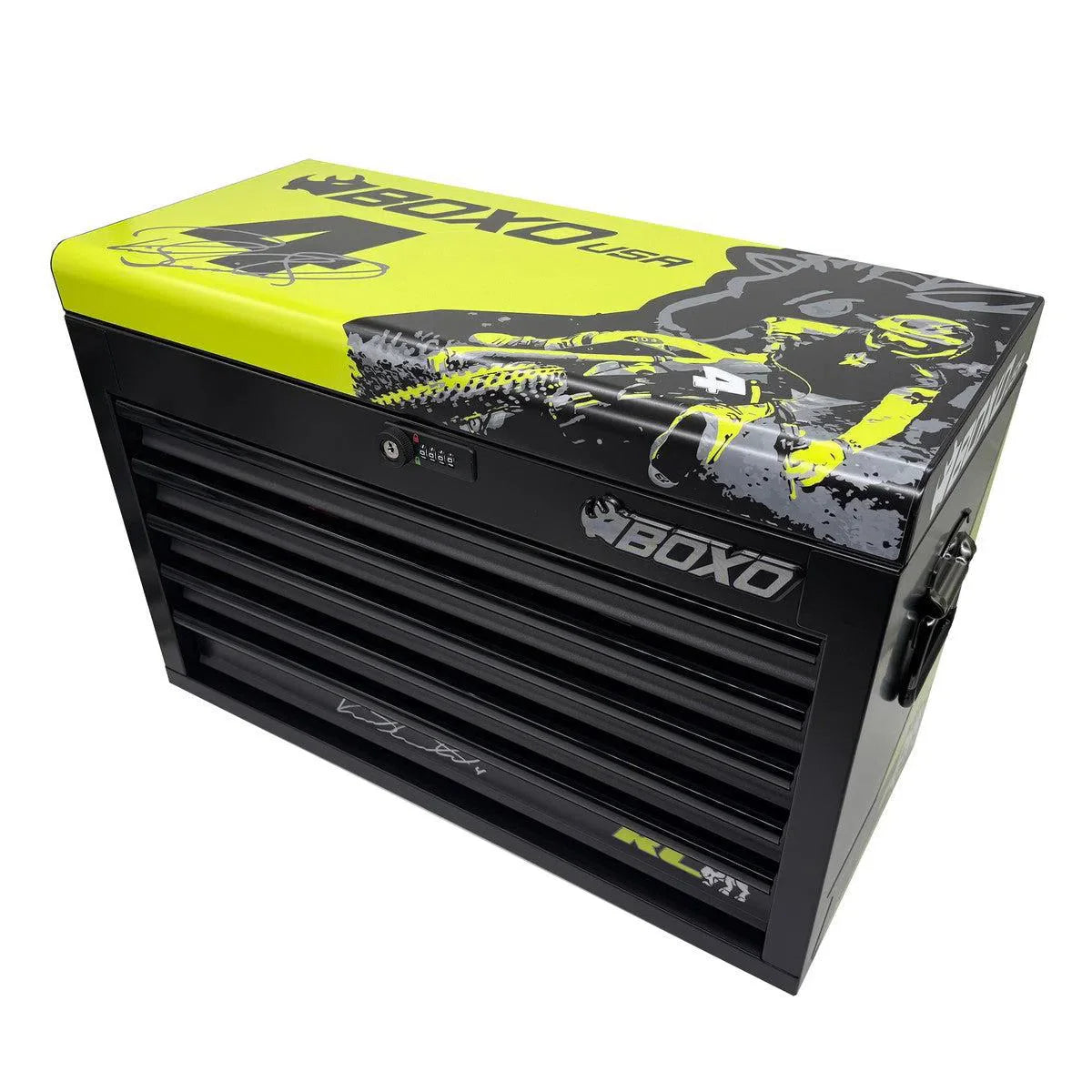 Boxo MotoBox | Ricky Carmichael 26" 5-Drawer Portable Tool Box with 103-Piece Metric Motorcycle Tool Set