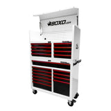 Boxo Pro Series | 45" 19-Drawer Rolling Tool Box | White and Red