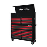 Boxo Pro Series | 53" 20-Drawer Rolling Tool Box | Black and Red