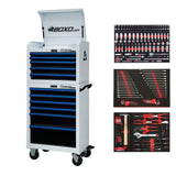 Boxo Pro Series | Loaded 26" 11-Drawer Rolling Tool Box | White and Blue