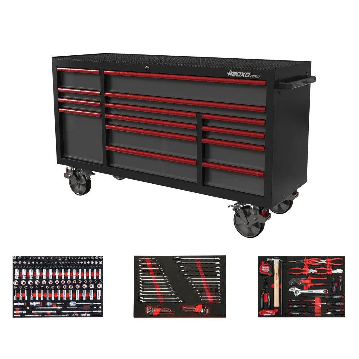Boxo Pro Series | Loaded 72" 14-Drawer Rolling Tool Box