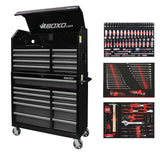 Boxo Tech Series | Loaded 41" 19-Drawer Rolling Tool Box | Black