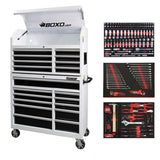 Boxo Tech Series | Loaded 41" 19-Drawer Rolling Tool Box | White