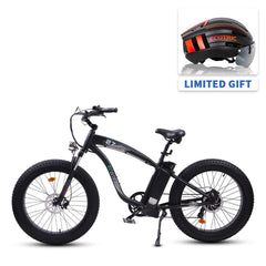 UL Certified-Ecotric Hammer Electric Fat Tire Beach Snow Bike-Matt Black