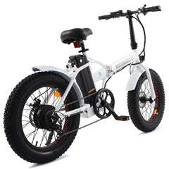 UL Certified-Ecotric 20inch White Fat Tire Portable and Folding Electric Bike