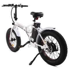 UL Certified-Ecotric 20inch White Fat Tire Portable and Folding Electric Bike