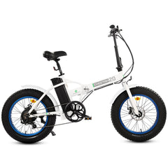 UL Certified-Ecotric Fat Tire Portable and Folding Electric Bike-White and Blue