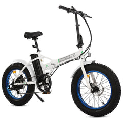 UL Certified-Ecotric Fat Tire Portable and Folding Electric Bike-White and Blue