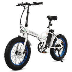 UL Certified-Ecotric Fat Tire Portable and Folding Electric Bike-White and Blue