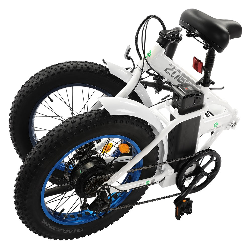 UL Certified-Ecotric Fat Tire Portable and Folding Electric Bike-White and Blue