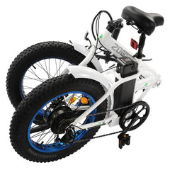 UL Certified-Ecotric Fat Tire Portable and Folding Electric Bike-White and Blue