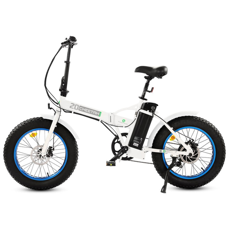 UL Certified-Ecotric Fat Tire Portable and Folding Electric Bike-White and Blue