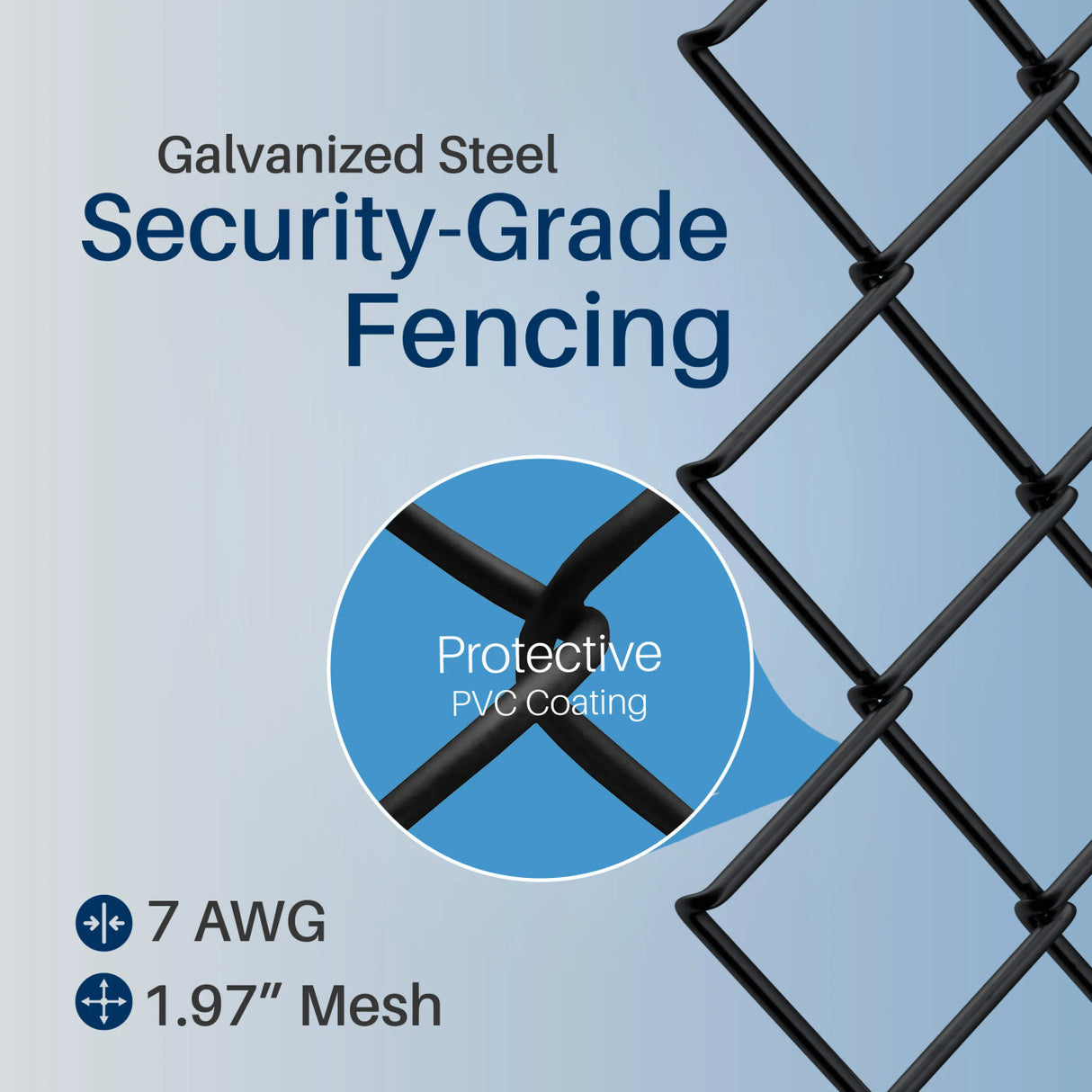 Aleko Galvanized Steel Chain Link Fence Fabric – 6x50 ft. – 7 Gauge – Black