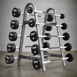 Troy COMMPAC-TSBU110 12-Sided Urethane Straight Barbell Set with Rack