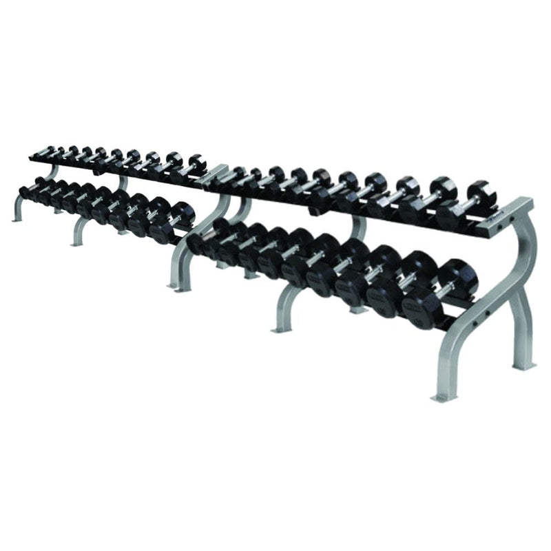 Troy 5 lb to 100 lb 12 Sided 20 Pair Premium Rubber Encased Dumbbell Set with Racks