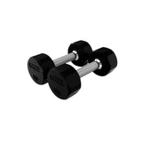 TROY COMMPAC-TSDR100  5-100lb Rubber Encased 12-Sided Dumbbell Set with Saddle Racks