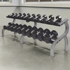 TROY COMMPAC-TSDR100  5-100lb Rubber Encased 12-Sided Dumbbell Set with Saddle Racks