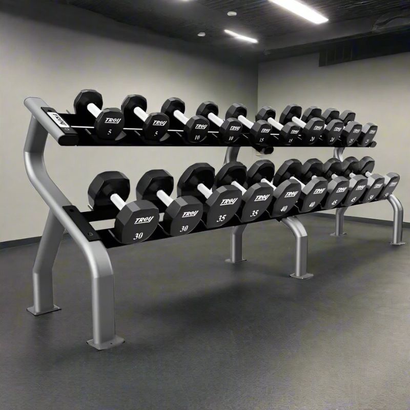 TROY COMMPAC-TSDU50 5-50 lb 12-Sided Urethane Dumbbell Set with Rack