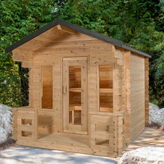 Dundalk Leisurecraft Canadian Timber Georgian Cabin Sauna with Porch | 6 Persons