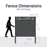 Aleko 6’ x 6’ Composite Semi-Private Fence – Charcoal Gray - Charlotte Series