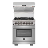 FORNO Capriasca 30" 4.32 cu. ft. Dual Fuel Range with 5 Italian Burners in Stainless Steel, FFSGS6187-30