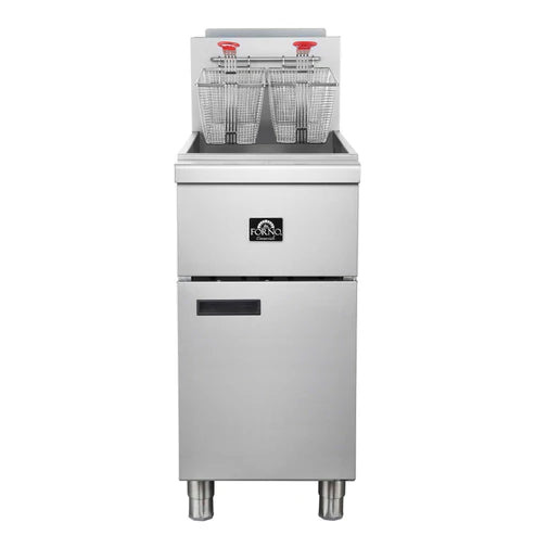 Forno Commerciale Natural Gas Deep Fryer, 4 Burners 120,000 BTU, 50 lbs Oil Capacity
