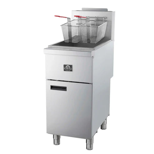 Forno Commerciale Natural Gas Deep Fryer, 3 Burners 90,000 BTU, 40 lbs, Millivolt Control