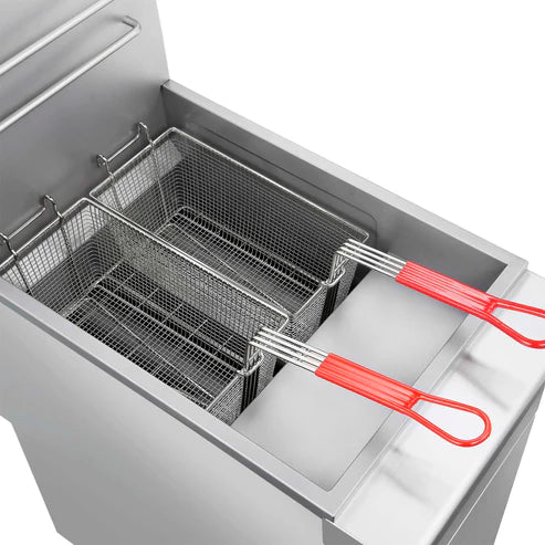 Forno Commerciale Natural Gas Deep Fryer, 3 Burners 90,000 BTU, 40 lbs, Millivolt Control