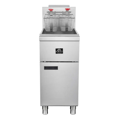 Forno Commerciale Natural Gas Deep Fryer, 3 Burners 90,000 BTU, 40 lbs, Millivolt Control