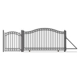 Aleko Steel Sliding Driveway Gate - 12 ft with Pedestrian Gate - 5 ft - DUBLIN Style